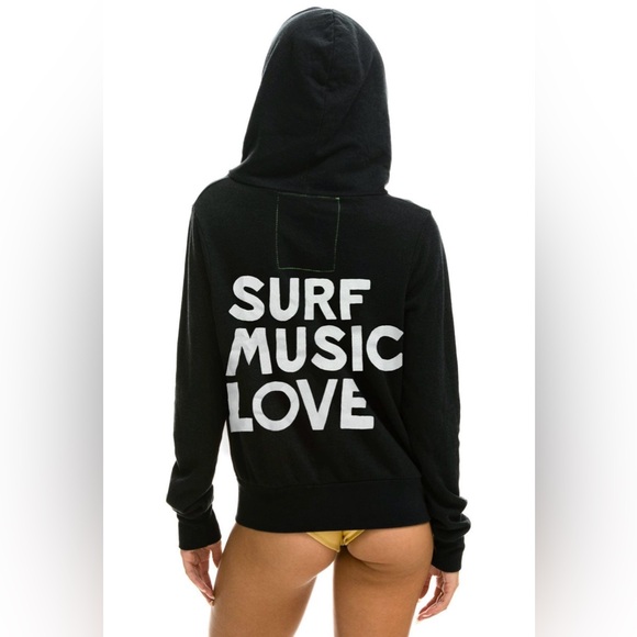 New Aviator Nation Surf Music Love Hoodie in Black